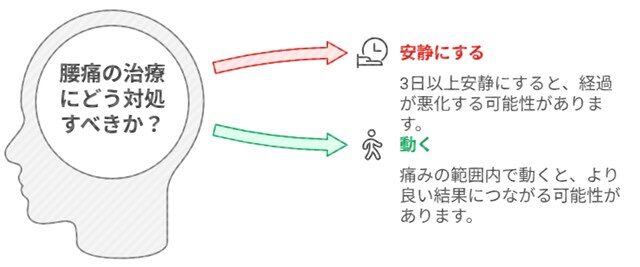 ３日以上の安静は良くなく、痛みの範囲内で動いた方が良い