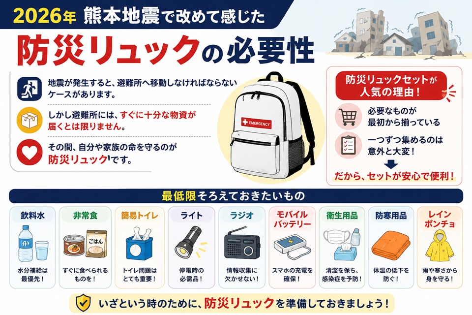 2026年 熊本地震で改めて感じた防災リュックの必要性