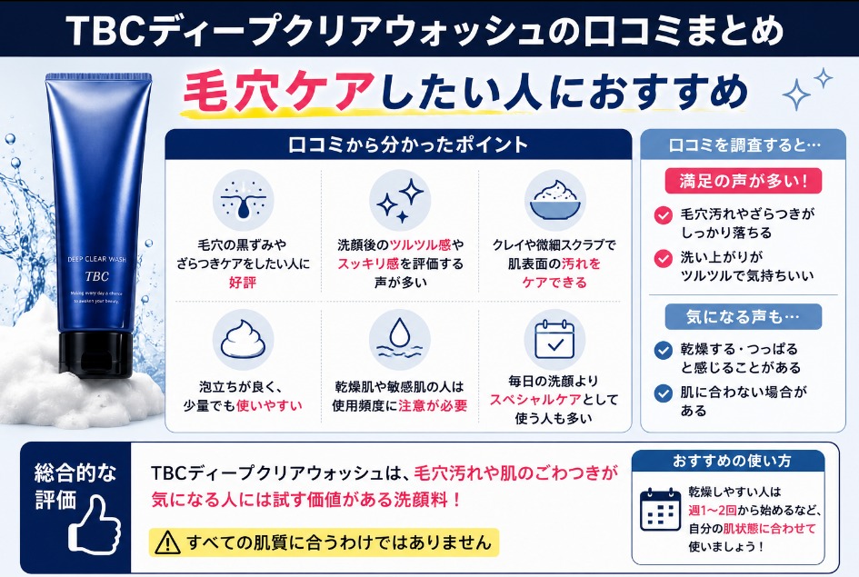 TBCディープクリアウォッシュの口コミまとめ