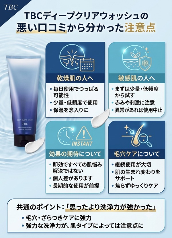 TBCディープクリアウォッシュの悪い口コミから分かった注意点