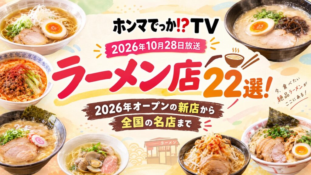 2026年10月28日放送│ホンマでっかTVラーメン店22選！2026年オープンの新店から全国の名店まで